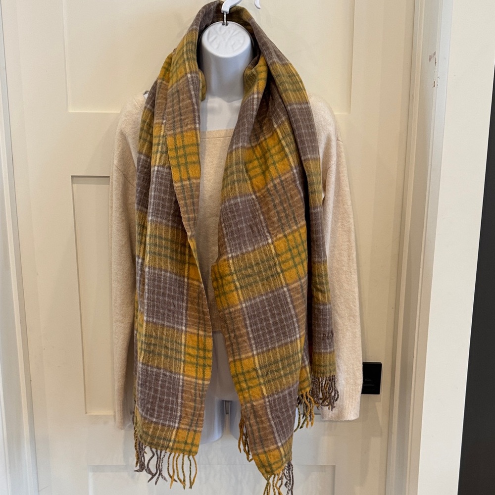 Polo Club Yellow and Brown Plaid Scarf